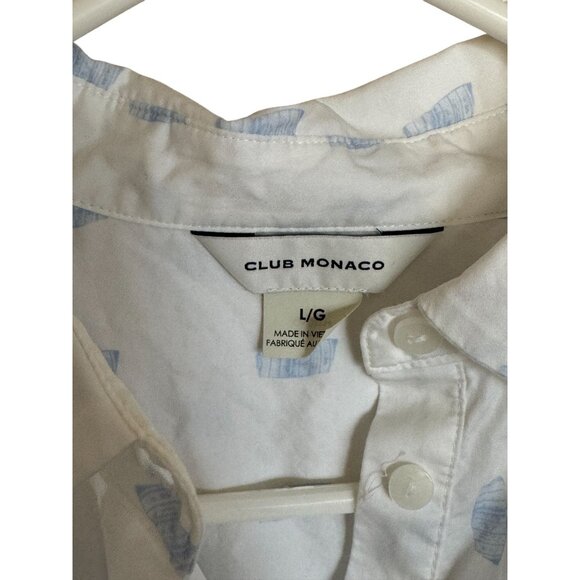 Club Monaco Printed Boyfriend Shirt Relaxed Casual in Polka Dot Size Large /n2 - Picture 7 of 11